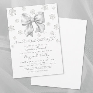 Bow Winter Gender Reveal Invitation