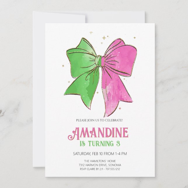 Bow Witches Girl Birthday Magical Party  Invitation (Front)