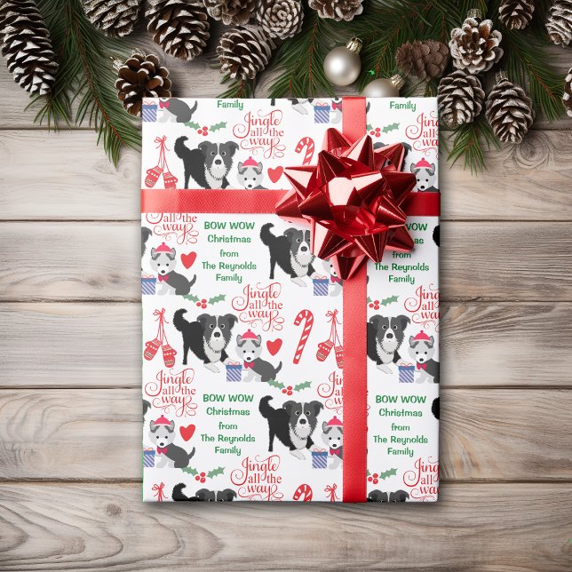Bow Wow Border Collie Christmas Wrapping Paper (Creator Uploaded)