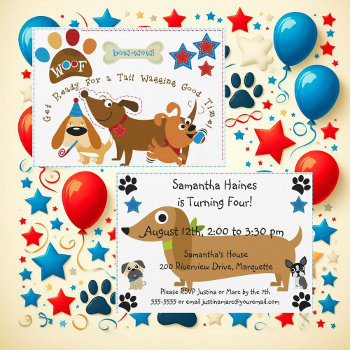 Bow Wow Dog Birthday Invitation by kids_birthdays at Zazzle