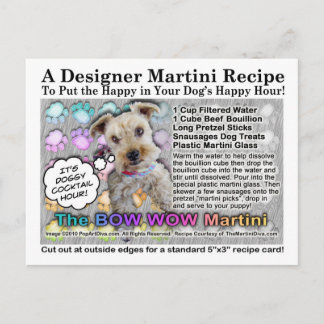 Bow Wow Martini for Dogs Recipe Postcard
