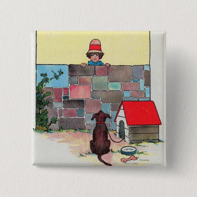 Bow-wow-wow! Whose dog art thou? Nursery Rhyme Button (Front)