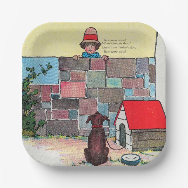 Bow-wow-wow! Whose dog art thou? Nursery Rhyme Paper Plates (Front)