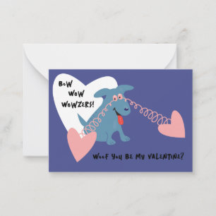 Bow Wow Wowzers Blue Dog Kids Valentine Card