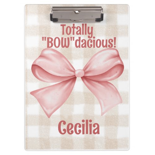 Bowdacious gingham with watercolor bow classic  Clipboard