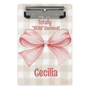 "Bowdacious" gingham with watercolor bow classic  Mini Clipboard