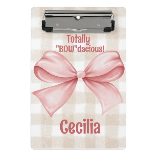 Bowdacious gingham with watercolor bow classic  Mini Clipboard