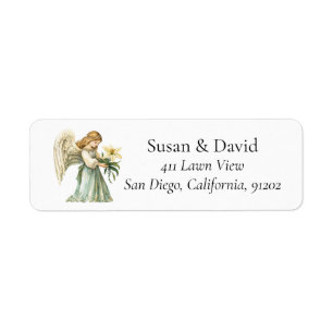 Bowed Angel with Flowers Christian Label