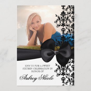 Bowed Damask Accented 5 X 7 Invite [black] by TreasureTheMoments at Zazzle
