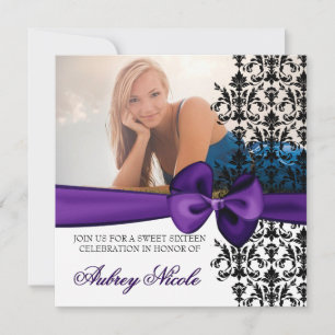 Bowed Damask Accented Invite [Purple]