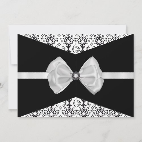 Bowed Damask Invite [Black and White]