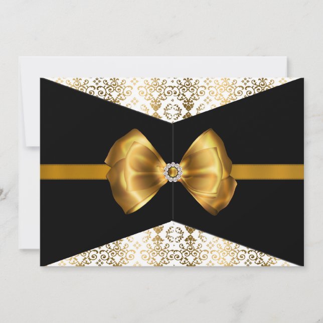 Bowed Damask Invite [Gold] (Front)