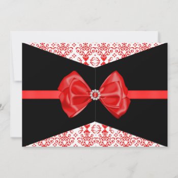 Bowed Damask Invite [red] by TreasureTheMoments at Zazzle