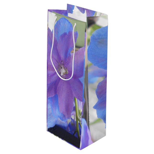Bowen Bowen, “Gaye Elise Beda”, “blue/purple Flowe Wine Gift Bag (Front Angled)