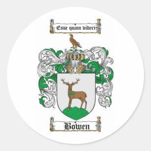 BOWEN FAMILY CREST - BOWEN COAT OF ARMS CLASSIC ROUND STICKER