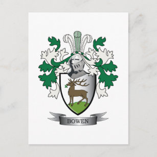 Bowen Family Crest Coat of Arms Postcard