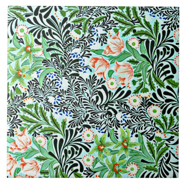 Bower, vintage William Morris pattern, Ceramic Tile (Front)