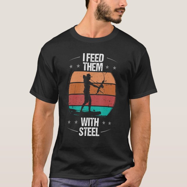 Bowfisher I feed them with steel Airboat Fishing B T-Shirt (Front)