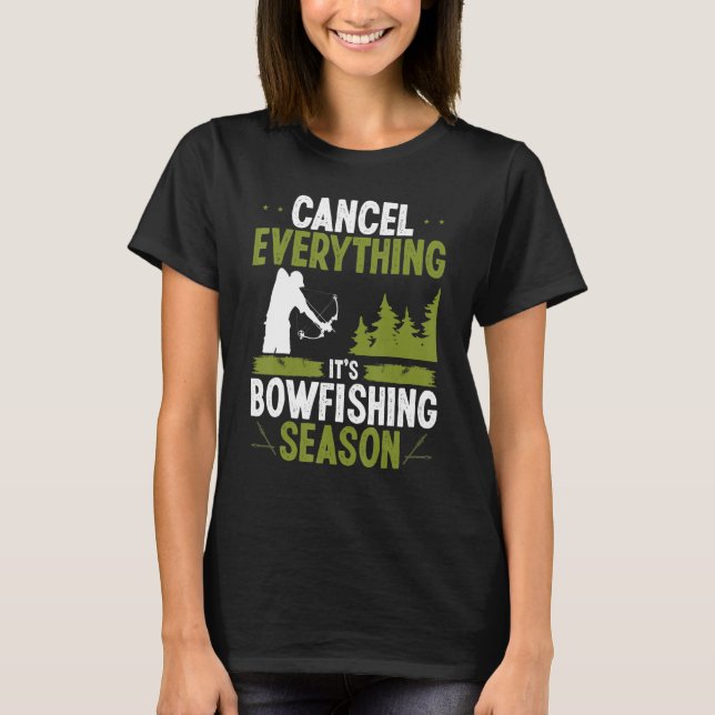 Bowfishing Season Airboat Fisherman Bow Hunter Bow T-Shirt (Front)