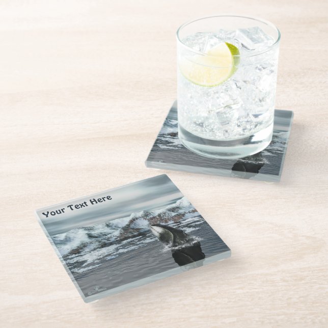 Bowhead Whale Glass Coaster (Angled)