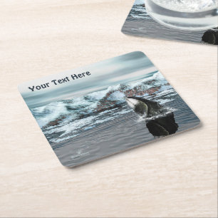 Bowhead Whale Square Paper Coaster