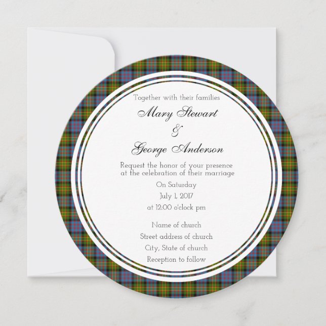 Bowie Scottish Wedding Round Invitation (Front)