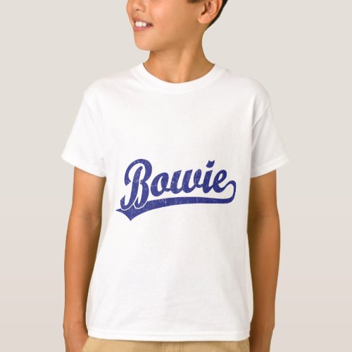 Bowie script logo in blue T_Shirt