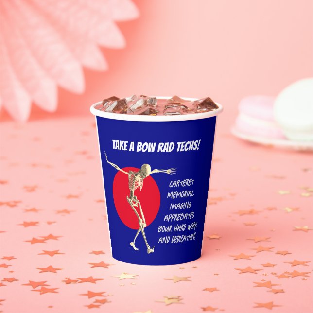 Bowing Skeleton Rad Tech Appreciation Paper Cups (Insitu)