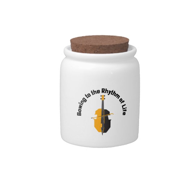 Bowing to the Rhythm of Life Cello Candy Jar (Front)