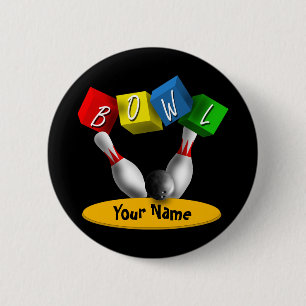 Bowl a Rama Bowling Pinback Button