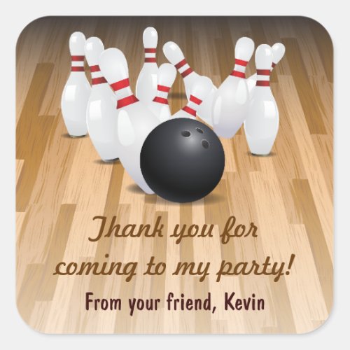 Bowl a Strike Thank You Bowling Party Sticker