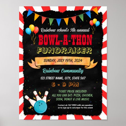 Bowl_a_thon fundraiser flyer poster template
