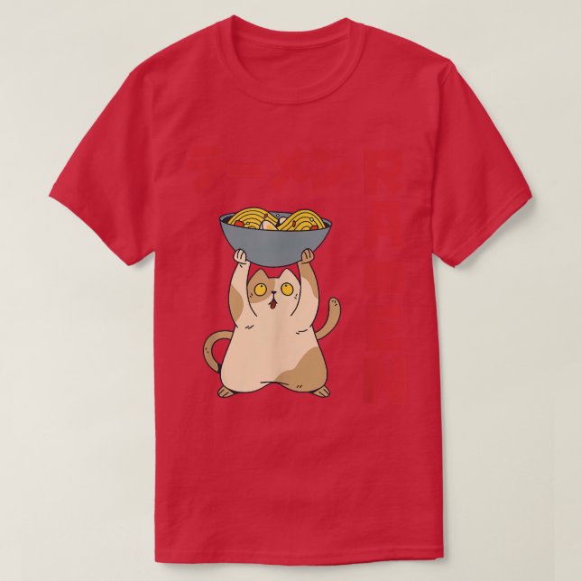 Bowl Cat Ramen Anime Noodles Kawaii Japanese Sketc T-Shirt (Design Front)