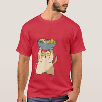 Bowl Cat Ramen Anime Noodles Kawaii Japanese Sketc T-Shirt