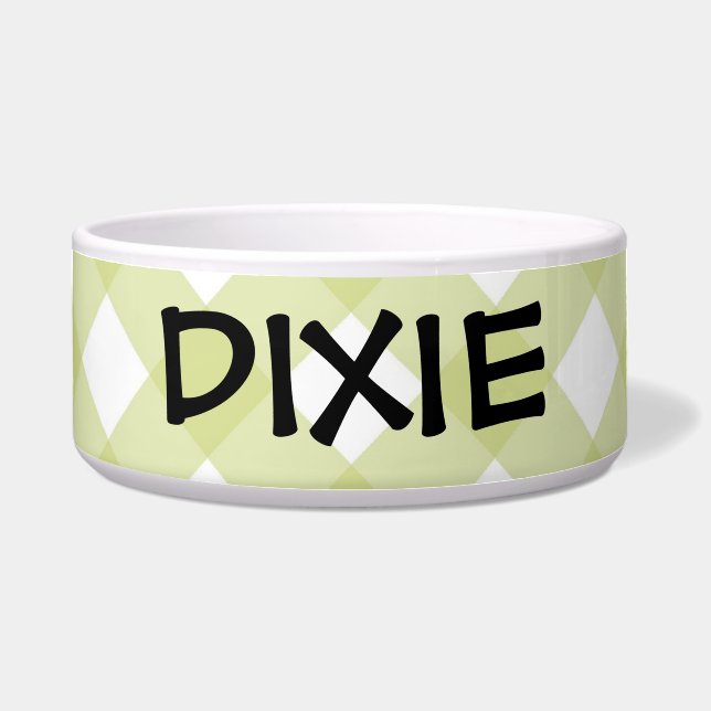 Bowl - Celery Green Latticed Checkerboard Zinnia (Front)