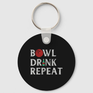 Bowl Drink Repeat Cool Bowling Game Drinking Lover Keychain