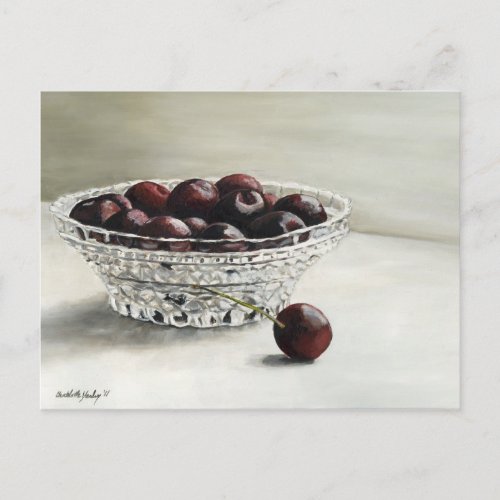 Bowl Full of Cherries Art Postcard