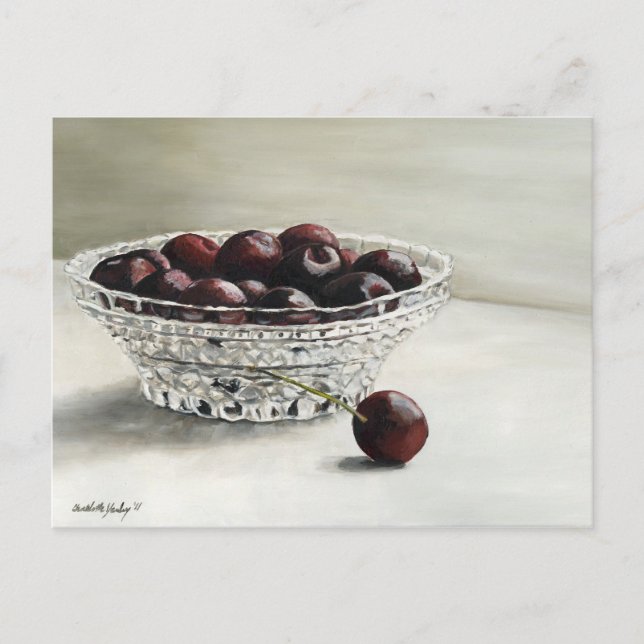 Bowl Full of Cherries Art Postcard (Front)