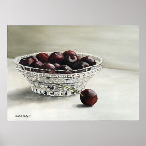 Bowl Full of Cherries Oil Painting Print