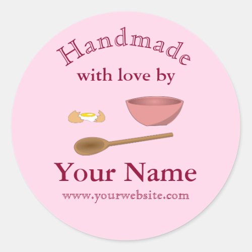 Bowl Handmade By Round Sticker Personalized Baking