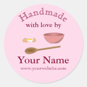 Bowl Handmade By Round Sticker Personalized Baking
