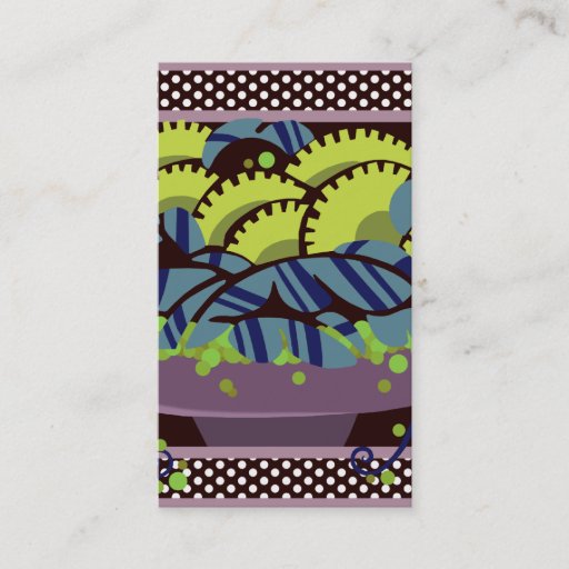 Customizable BOWL O' BERRIES in Mauve, Avocado and Blue Business Card