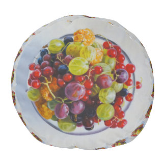 Bowl of Berries – Hyperrealistic Fruit Still Life Pouf
