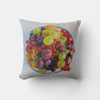 Bowl of Berries – Hyperrealistic Fruit Still Life Throw Pillow