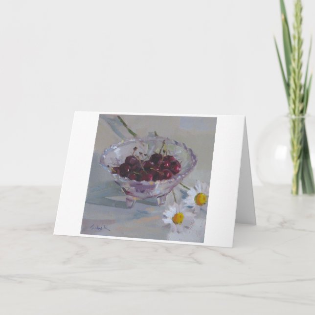"Bowl of Cherries" Art Card Blank Greeting (Front)