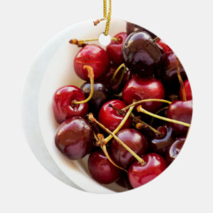 bowl of Cherries Ceramic Ornament
