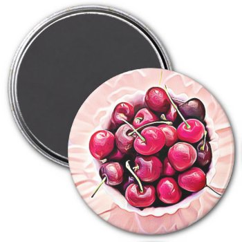 Bowl Of Cherries Cute Food Refrigerator Magnet by Magical_Maddness at Zazzle