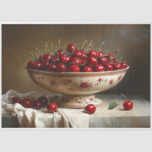 Bowl of Cherries Painting Decoupage Tissue Paper