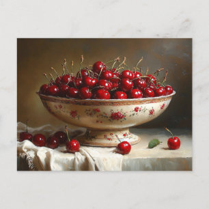 Bowl of Cherries Painting Postcard