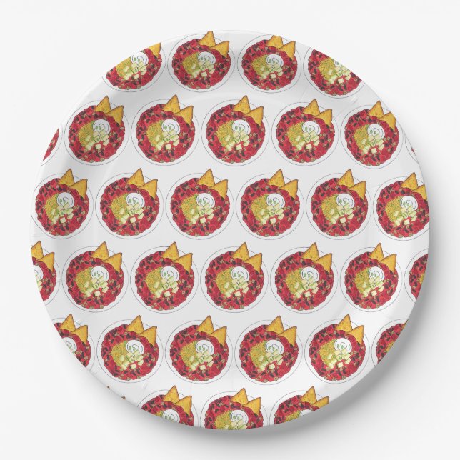 Bowl of Chili Chilli Chile con Carne Cookoff Food Paper Plates (Front)